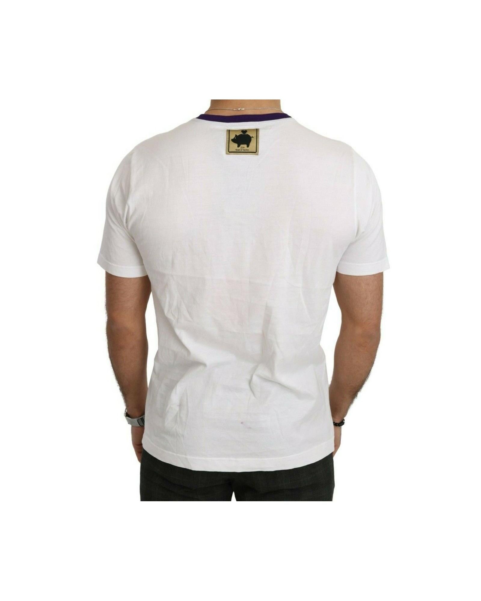 Authentic Dolce & Gabbana Roundneck Short Sleeve T-shirt with Super Pig Motive 46 IT Men 3