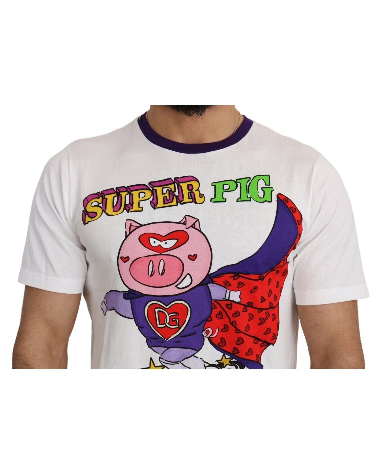 Authentic Dolce & Gabbana Roundneck Short Sleeve T-shirt with Super Pig Motive 46 IT Men 4
