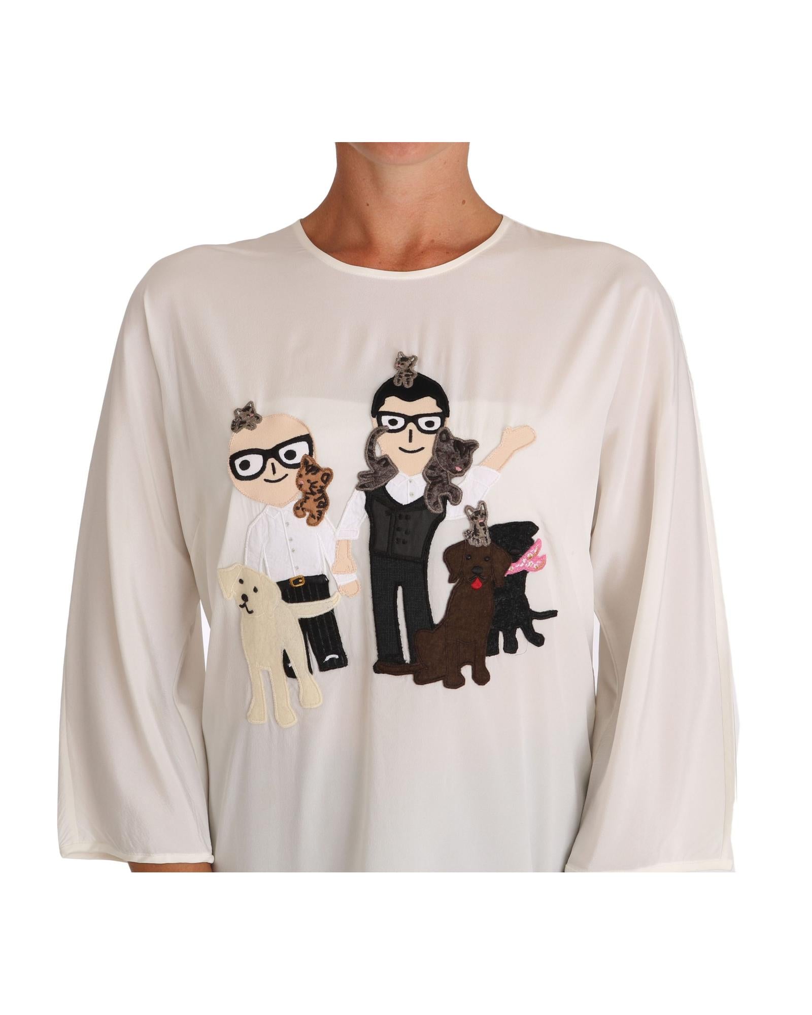 DOLCE & GABBANA White Multicolor Figure Family T-shirt 38 IT Women 3