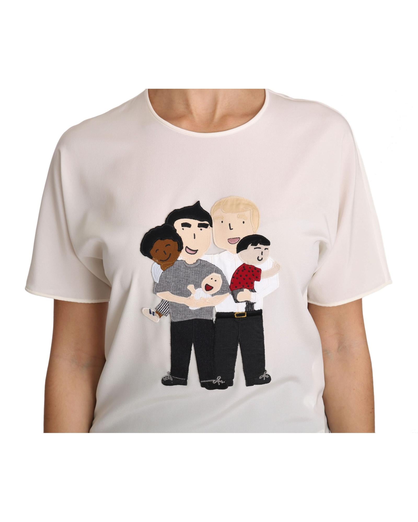 DOLCE & GABBANA Figure Family Silk T-Shirt 36 IT Women 3