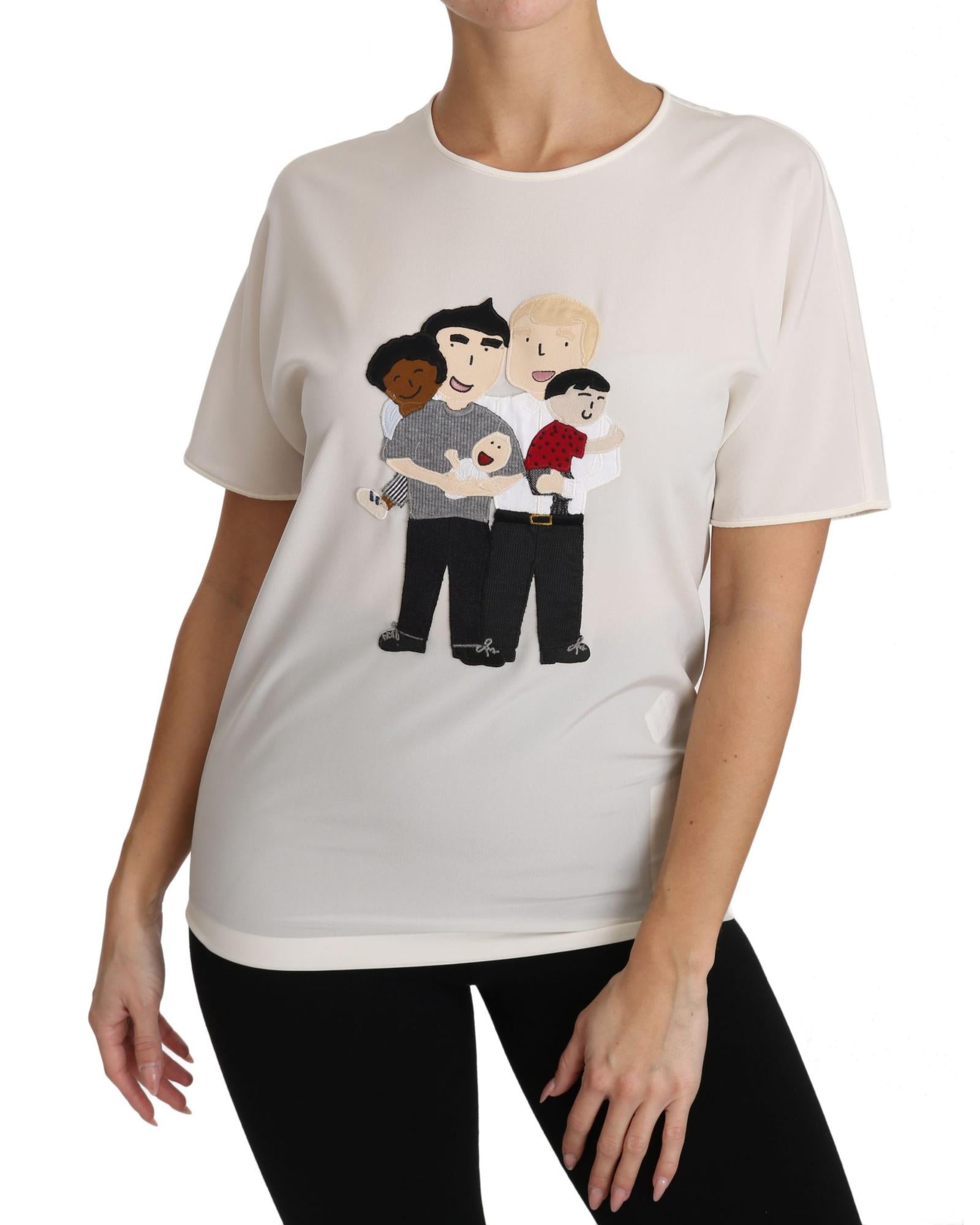 DOLCE & GABBANA Figure Family Silk T-Shirt 36 IT Women 4