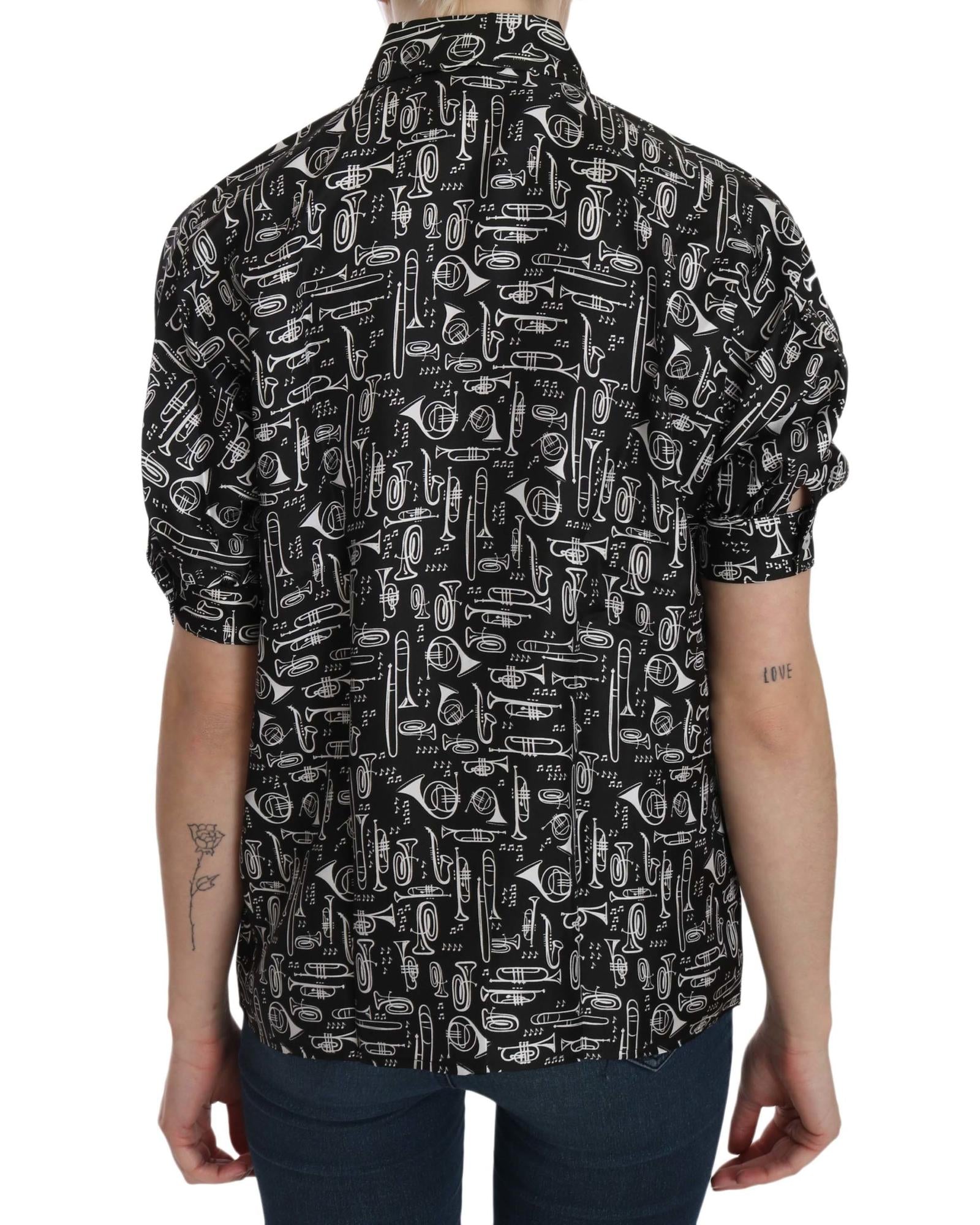 Dolce & Gabbana Musical Instrument Print Silk Top 38 IT Women 3