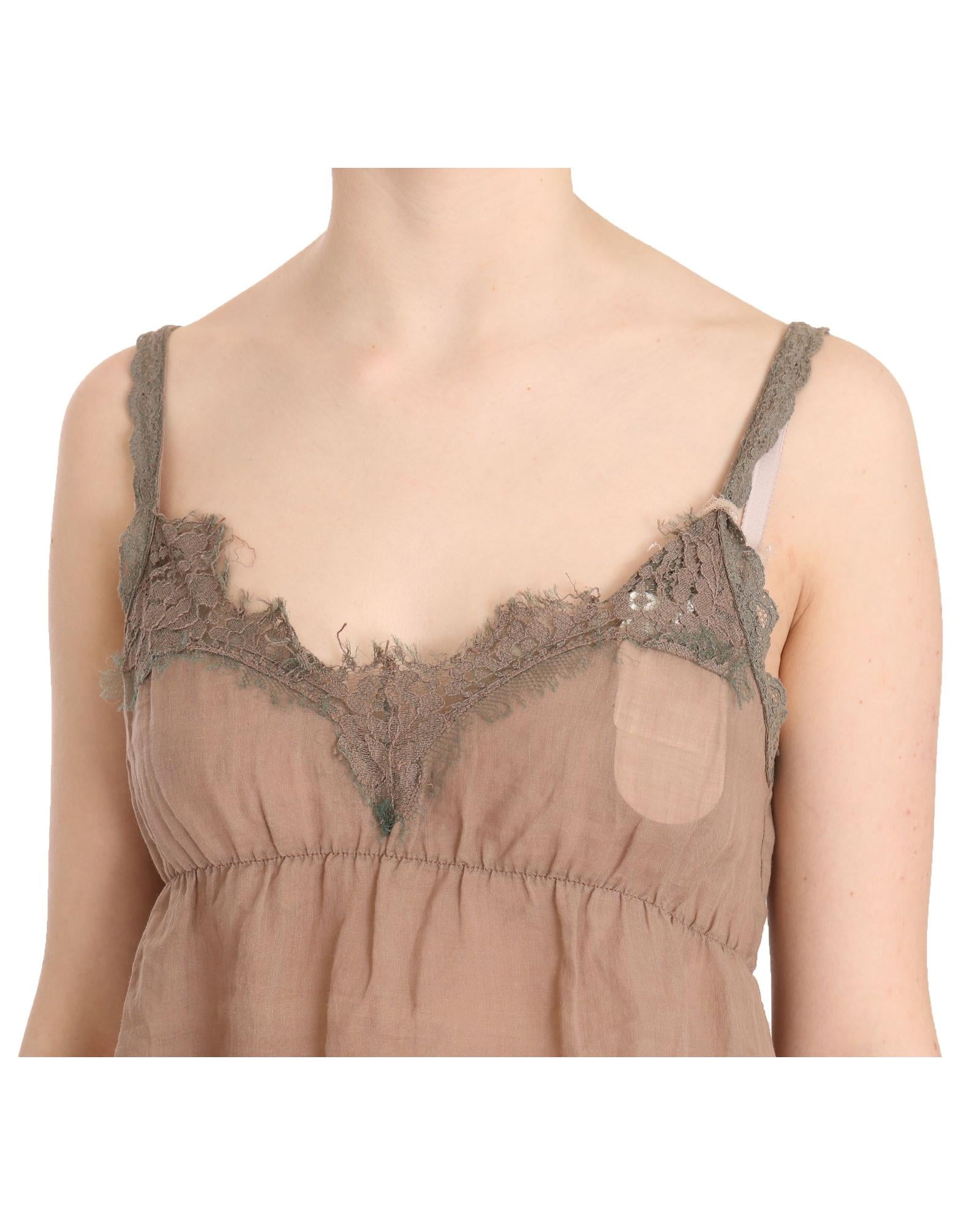 Brown Lace Spaghetti Strap Plunging Top Blouse 44 IT Women 5