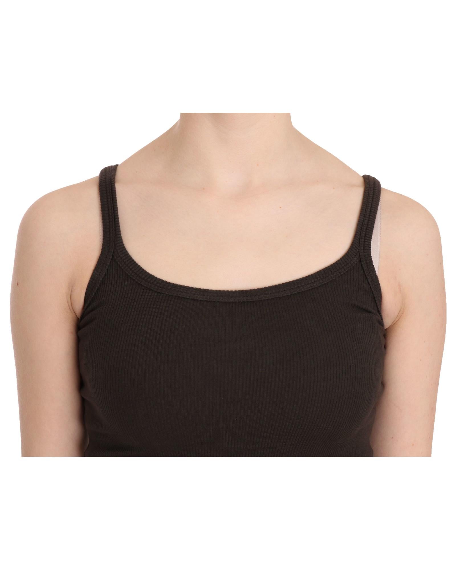 Dark Brown Sleeveless Spaghetti Strap Top Blouse 42 IT Women 5