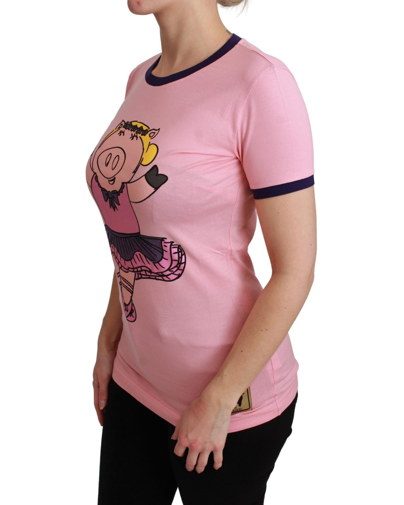 Year of the Pig 2019 Crewneck Short Sleeve T-shirt by Dolce & Gabbana 36 IT Women 3