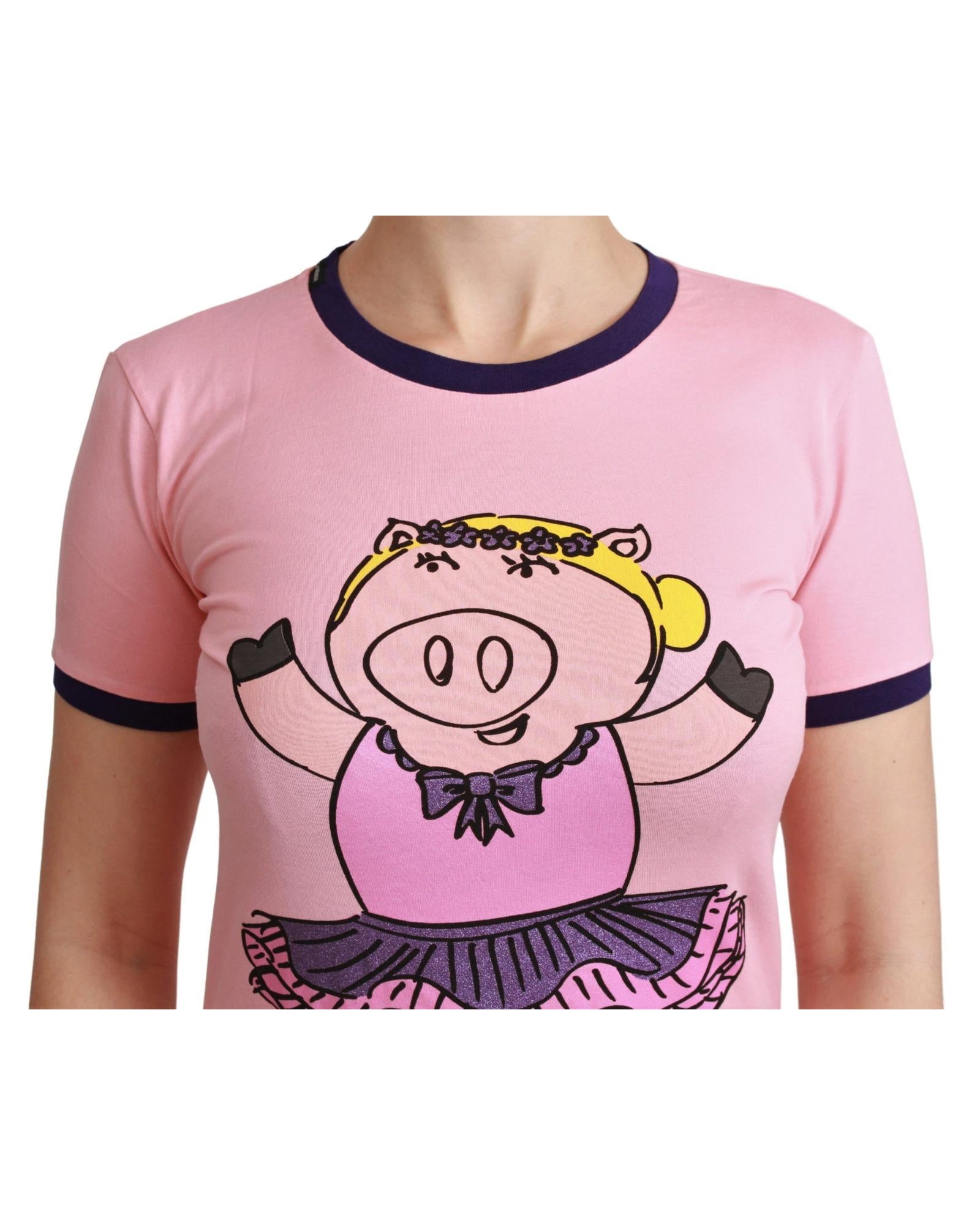 Year of the Pig 2019 Crewneck Short Sleeve T-shirt by Dolce & Gabbana 36 IT Women 5