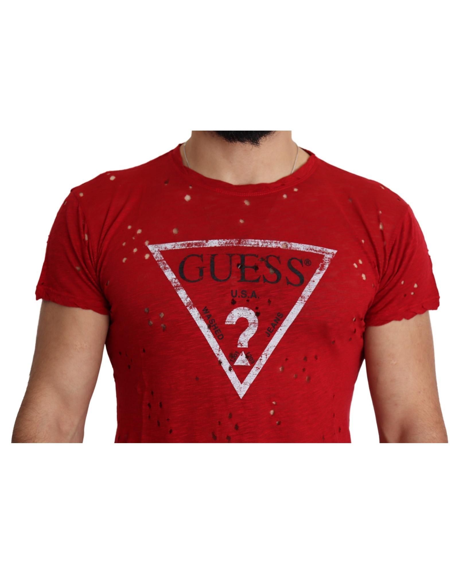 Authentic Guess Red Cotton Stretch T-shirt L Men 4