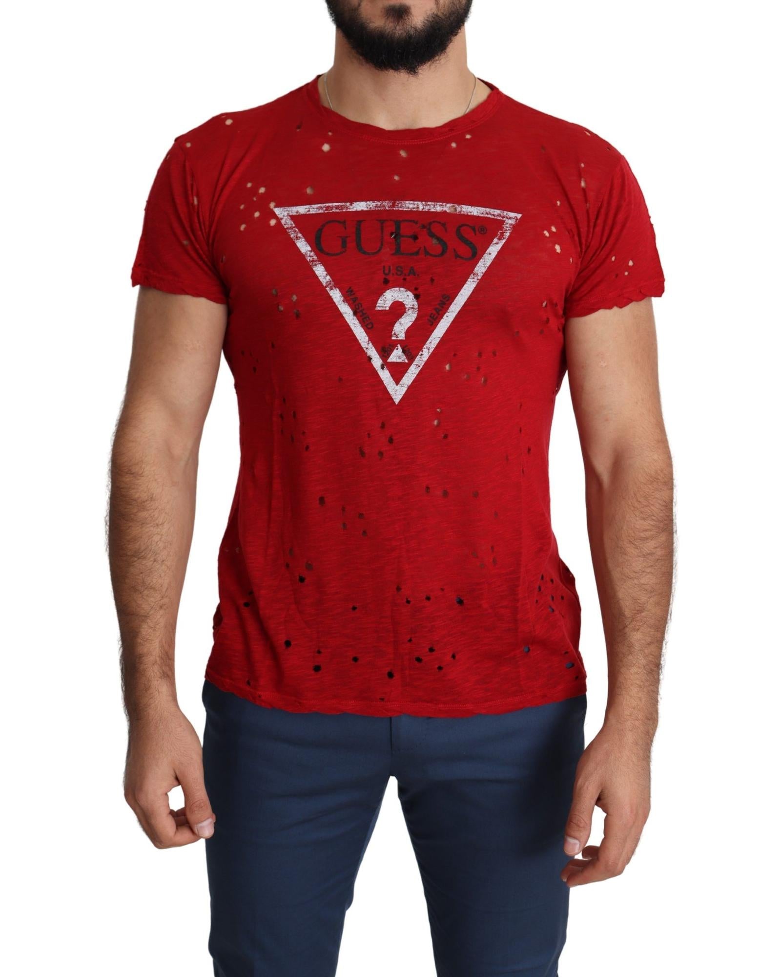 Authentic Guess Red Cotton Stretch T-shirt XL Men 5