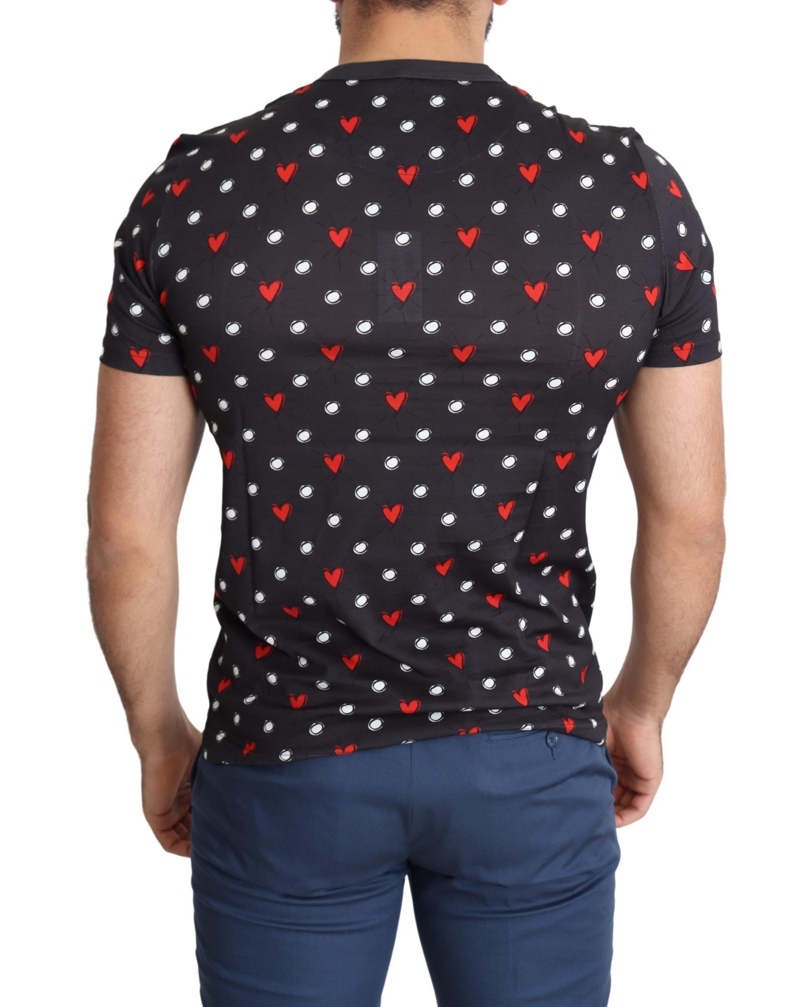 Gorgeous Dolce & Gabbana Dark Gray Hearts Print T-Shirt 48 IT Men 3