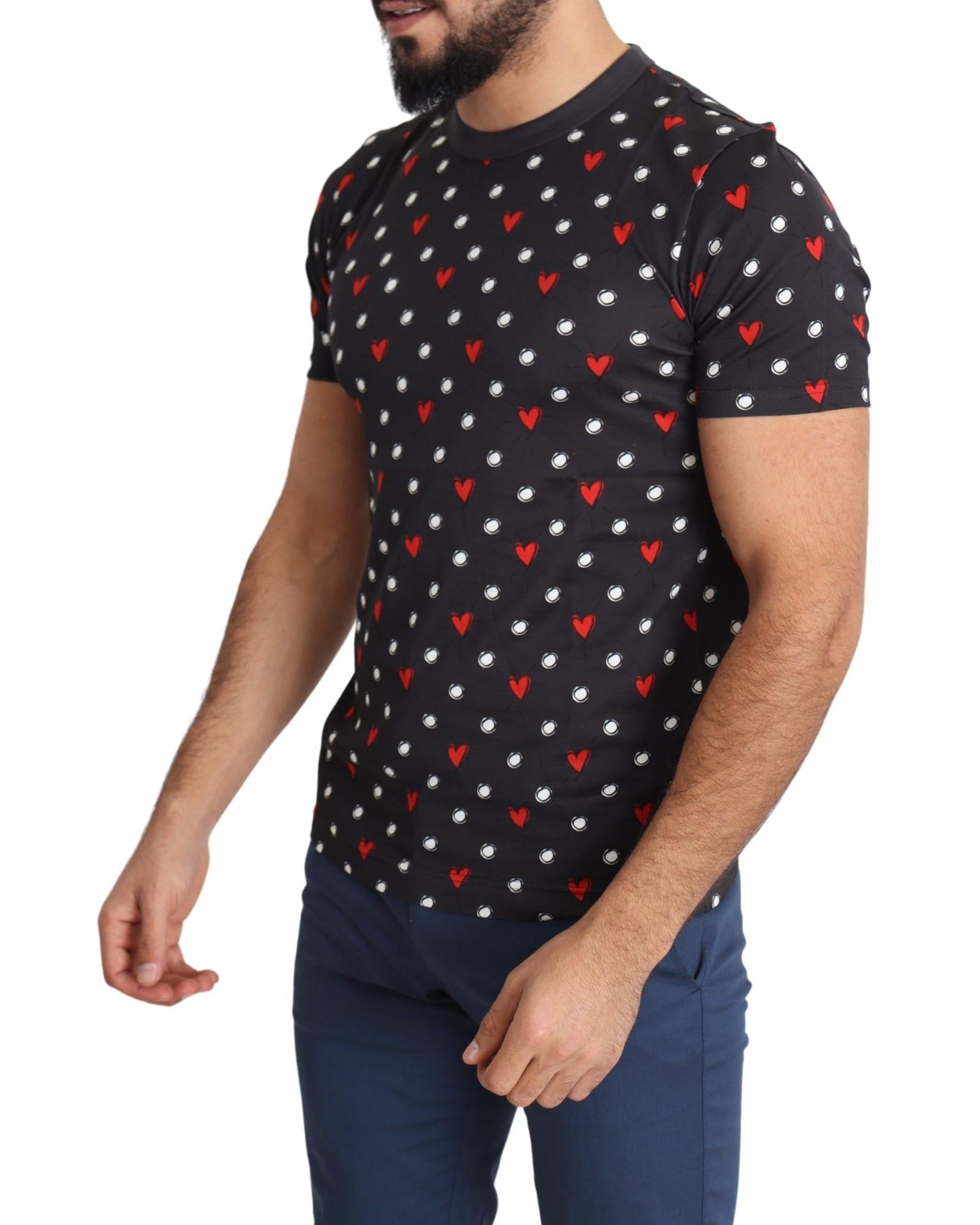 Gorgeous Dolce & Gabbana Dark Gray Hearts Print T-Shirt 48 IT Men 4