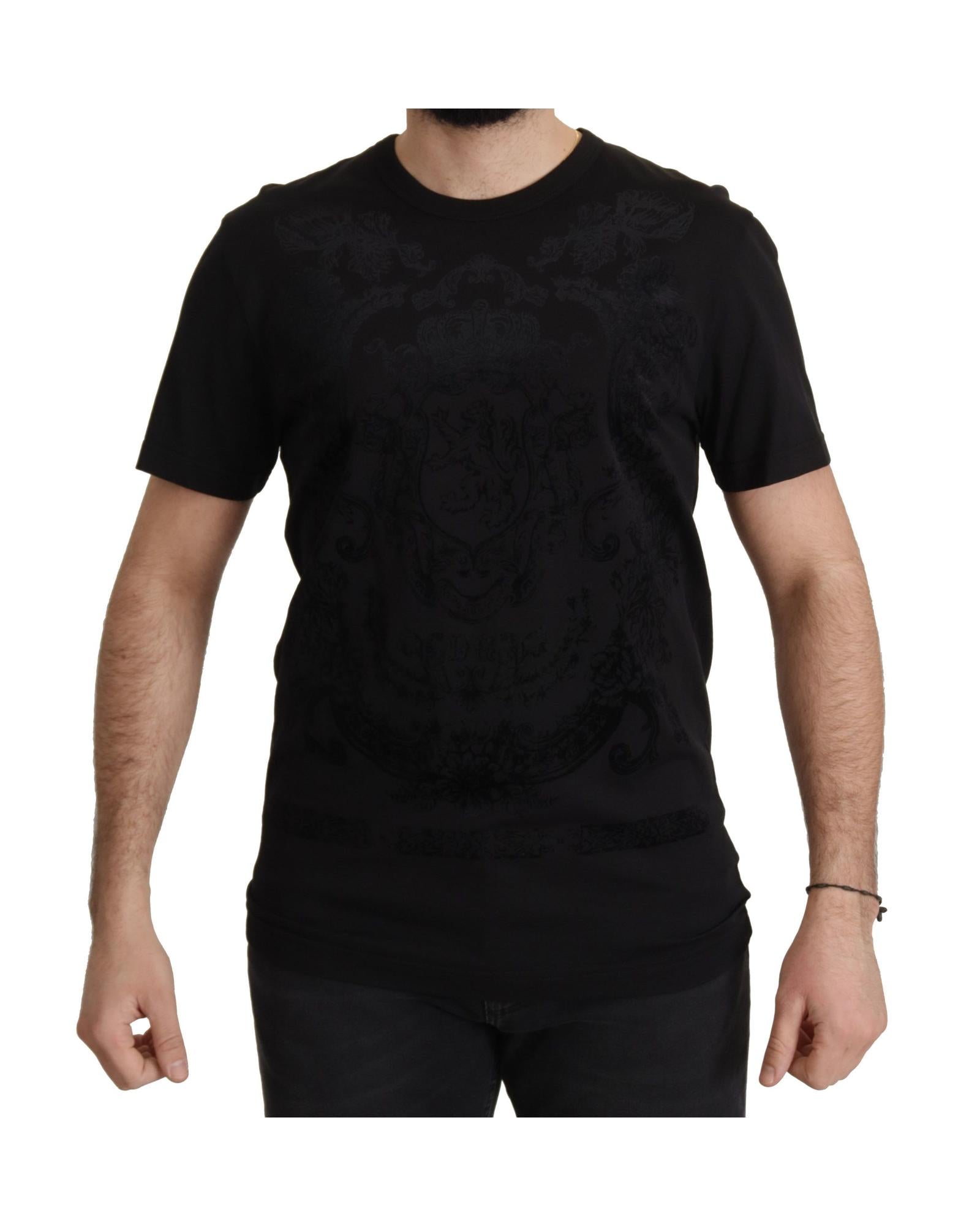 Authentic Dolce & Gabbana Black Baroque Motive T-shirt 52 IT Men