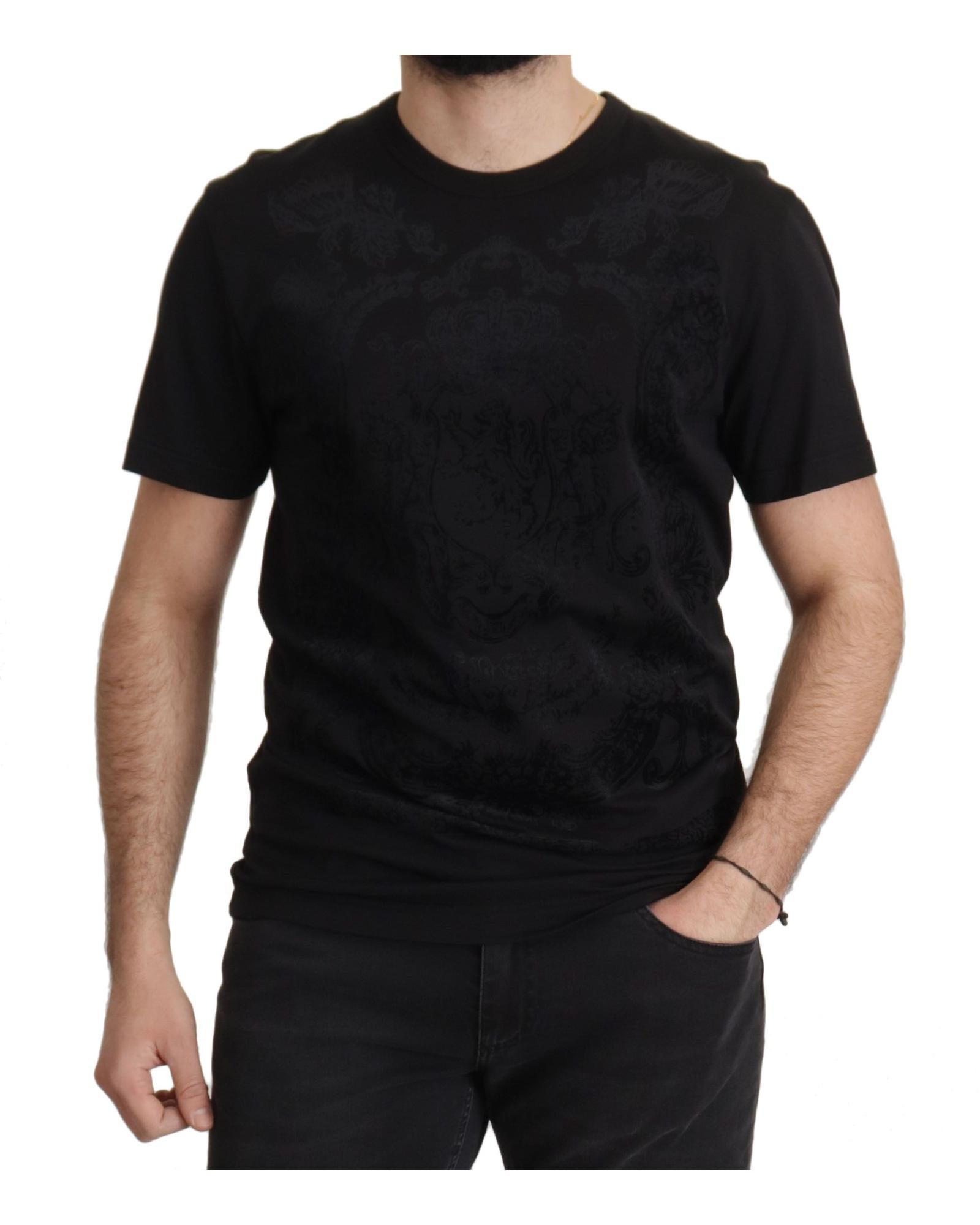Authentic Dolce & Gabbana Black Baroque Motive T-shirt 52 IT Men