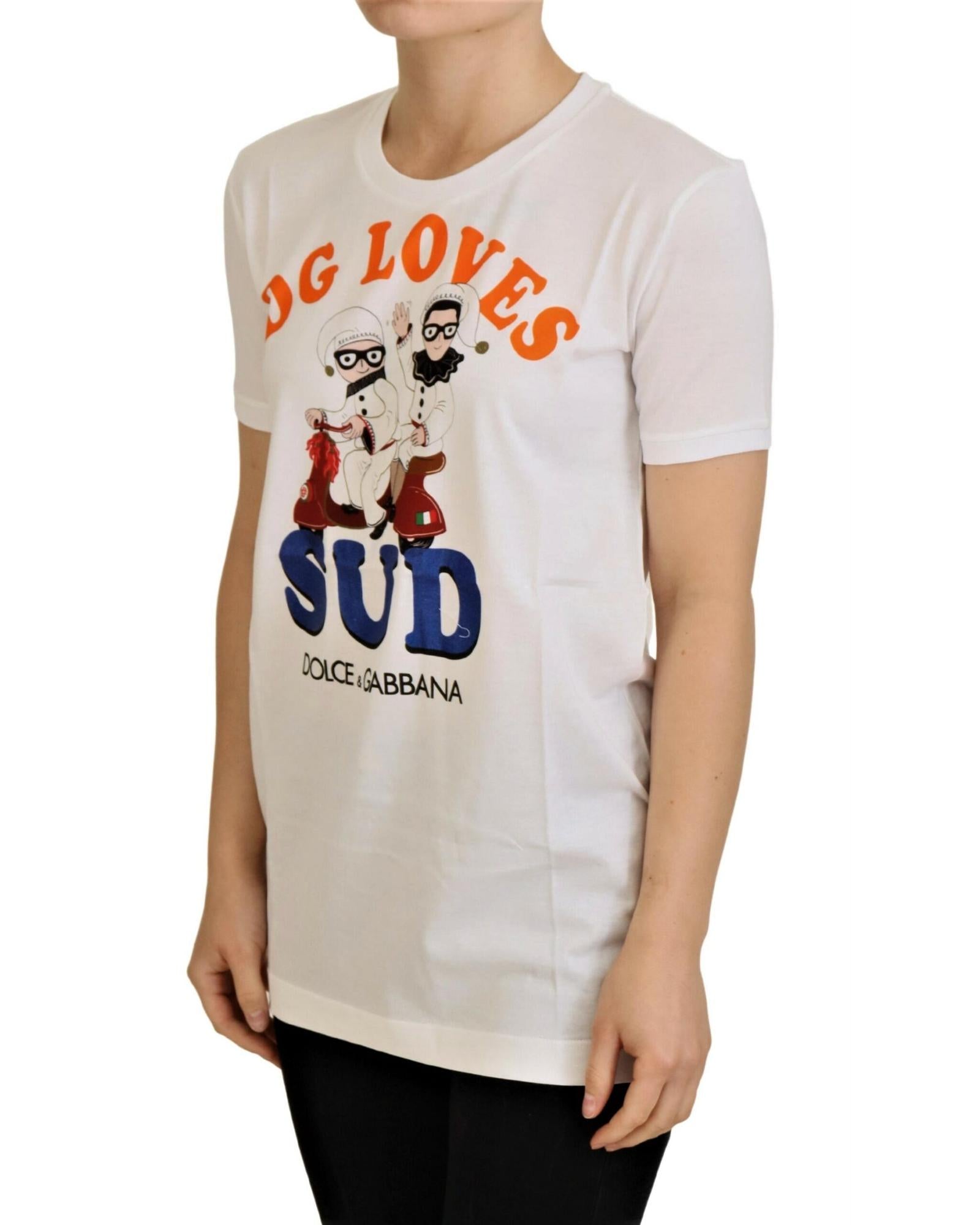 Dolce & Gabbana Crew Neck T-shirt with DG LOVES SUD Motive 38 IT Women 4