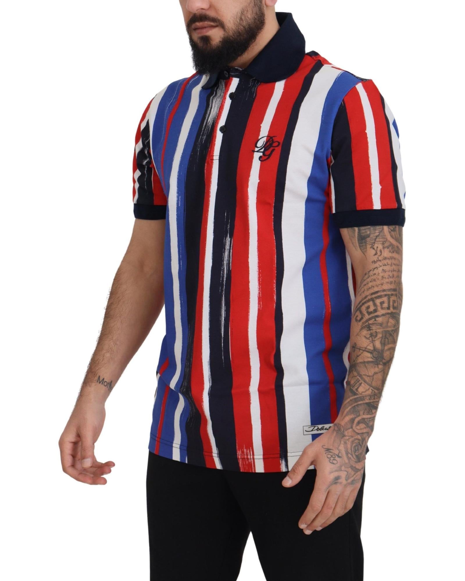 100% Authentic Dolce & Gabbana Striped Polo T-Shirt 48 IT Men 4