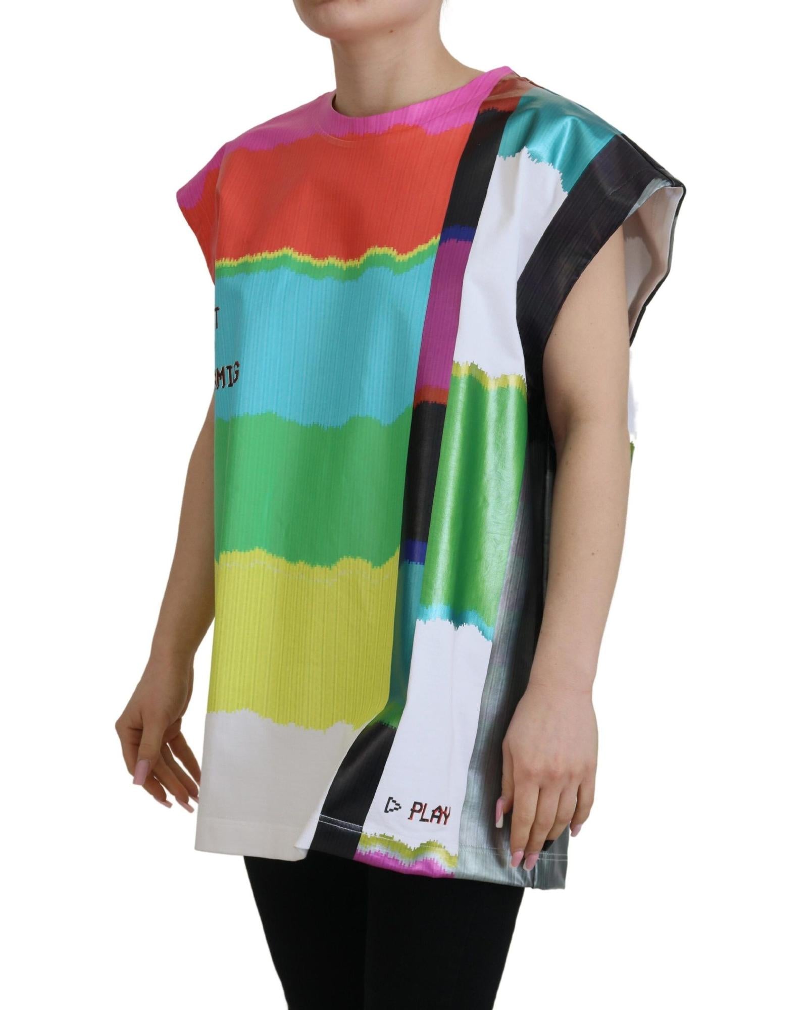 Dolce & Gabbana Sleeveless Blouse with Multicolor TV Print 36 IT Women 3