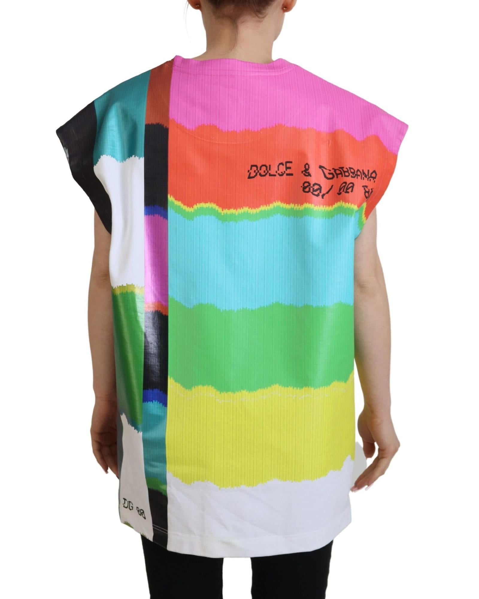 Dolce & Gabbana Sleeveless Blouse with Multicolor TV Print 36 IT Women 4