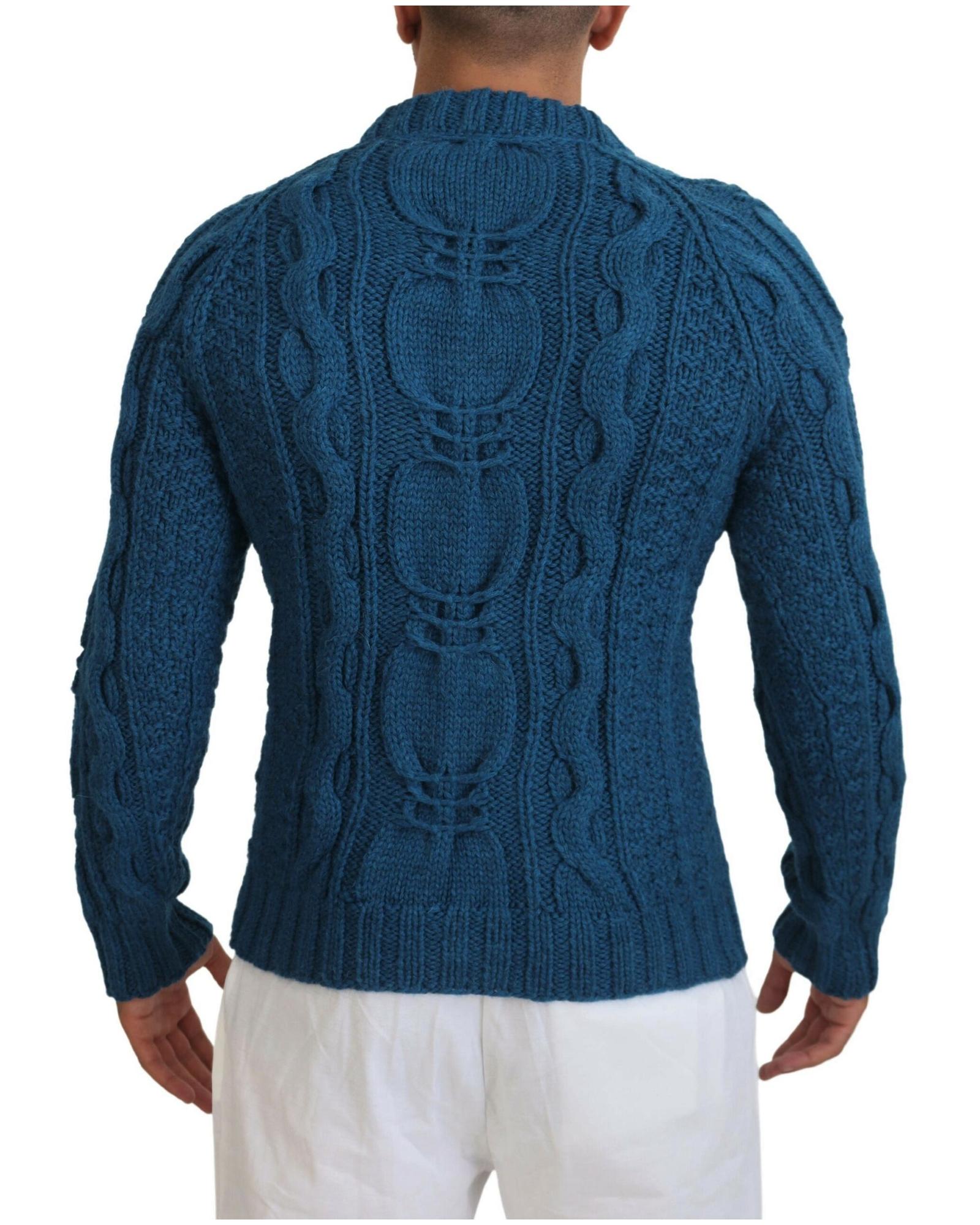Blue Crewneck Pullover Sweater with Logo Details 44 IT Men 5