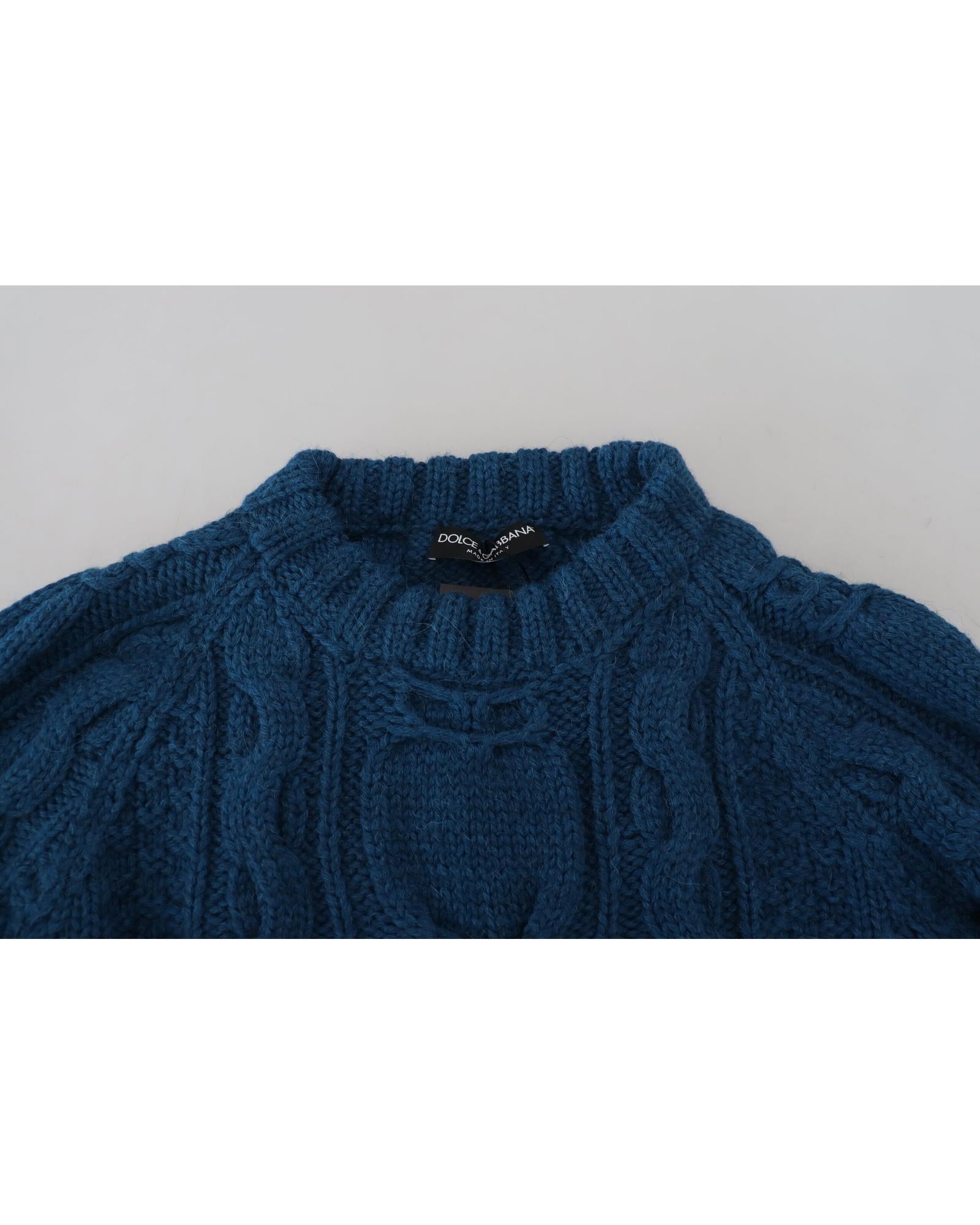 Blue Crewneck Pullover Sweater with Logo Details 44 IT Men 6