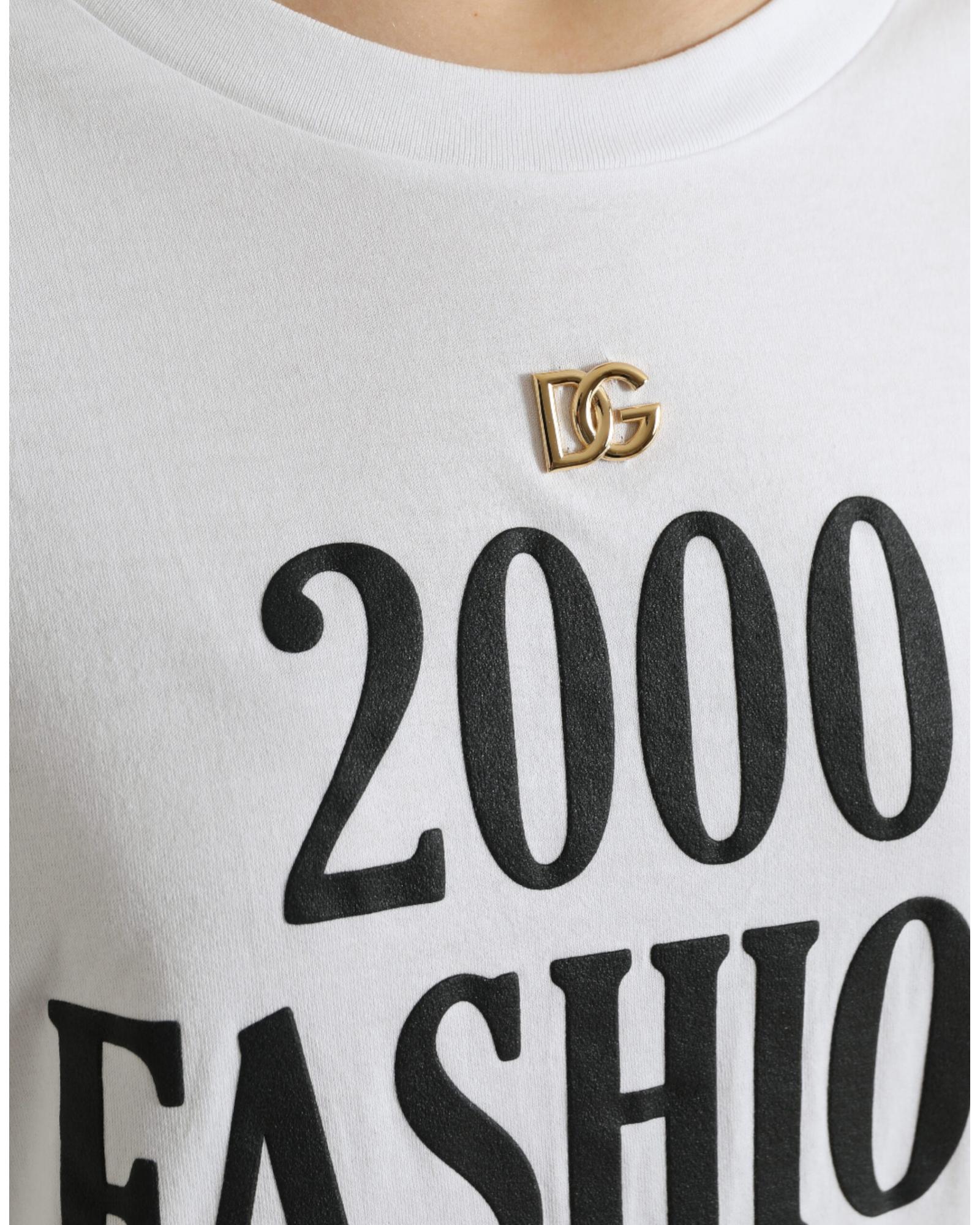Dolce & Gabbana Women's White Slogan Print Lacing Detailed T-shirt - 36 IT 5