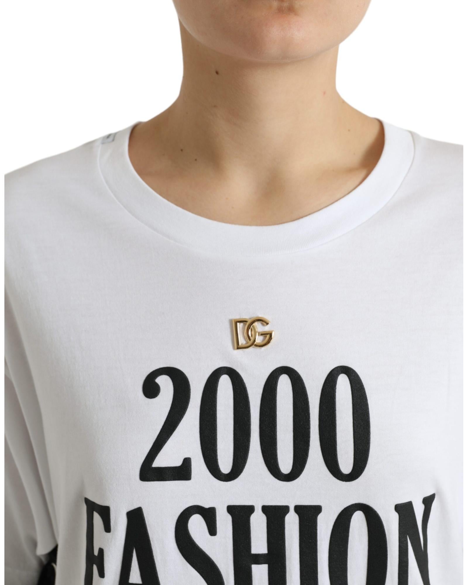 Dolce & Gabbana Women's White Slogan Print Lacing Detailed T-shirt - 38 IT 4