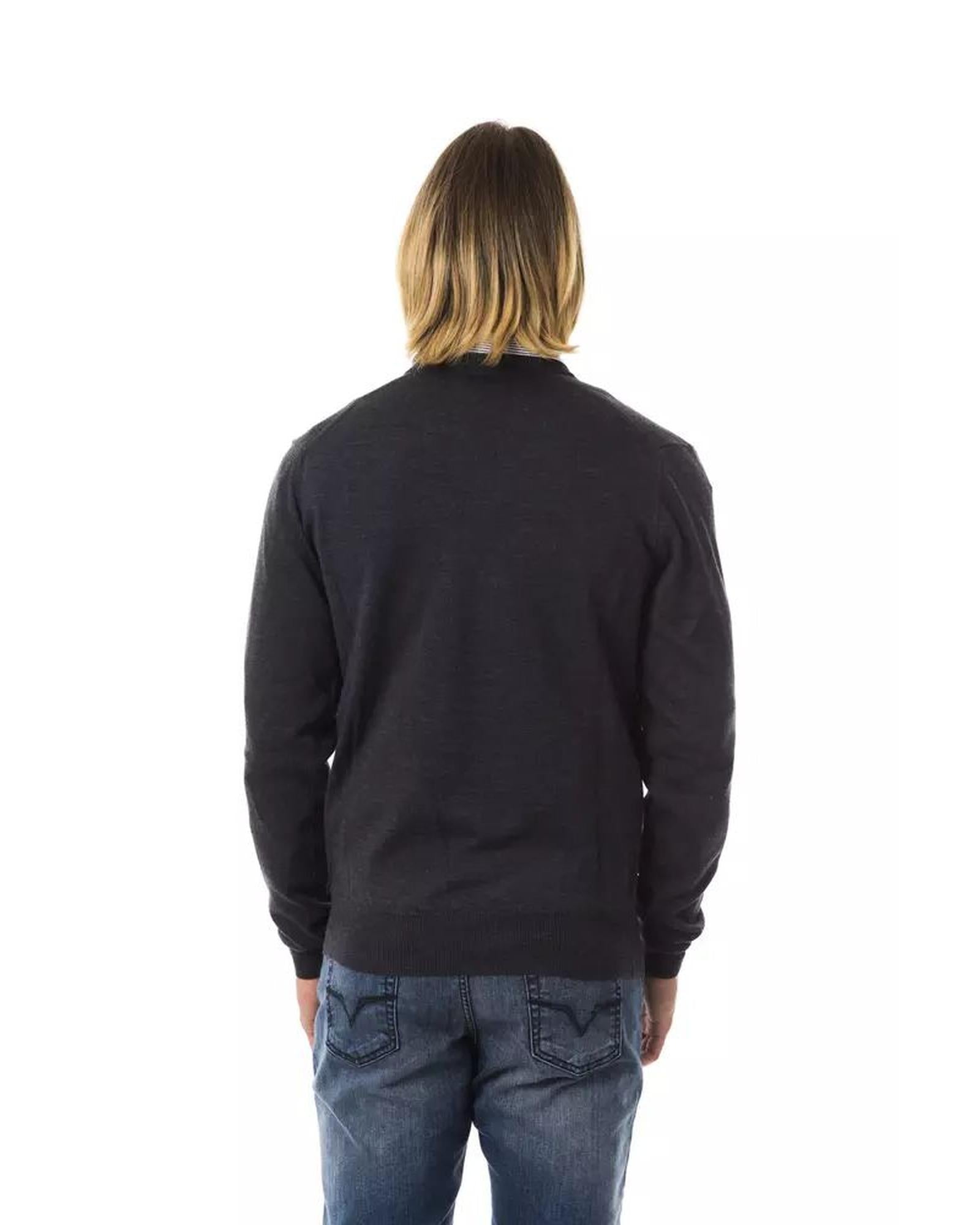 Embroidered V-neck Sweater in Extrafine Wool Merinos Fabric 2XL Men 3