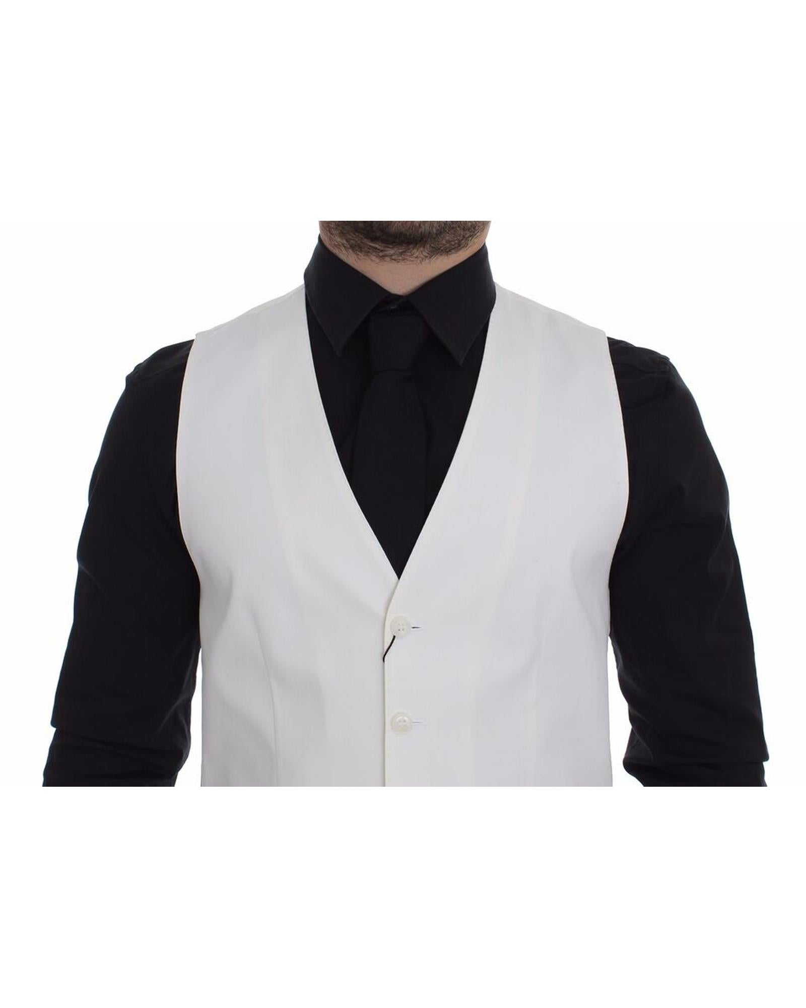 Dolce & Gabbana White Cotton Silk Blend Dress Vest 44 IT Men
