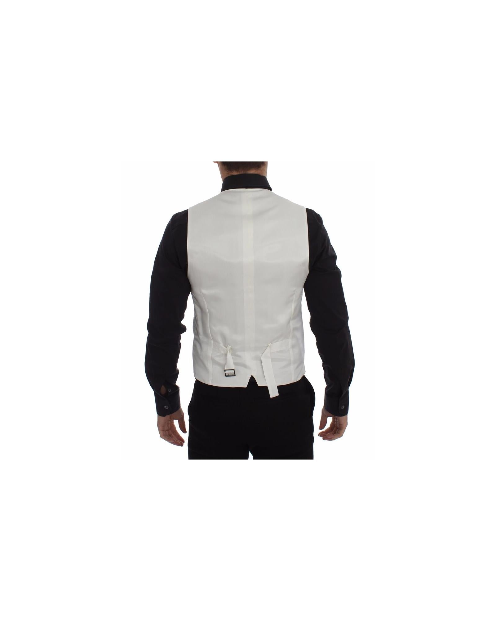 Dolce & Gabbana White Cotton Silk Blend Dress Vest 44 IT Men 3