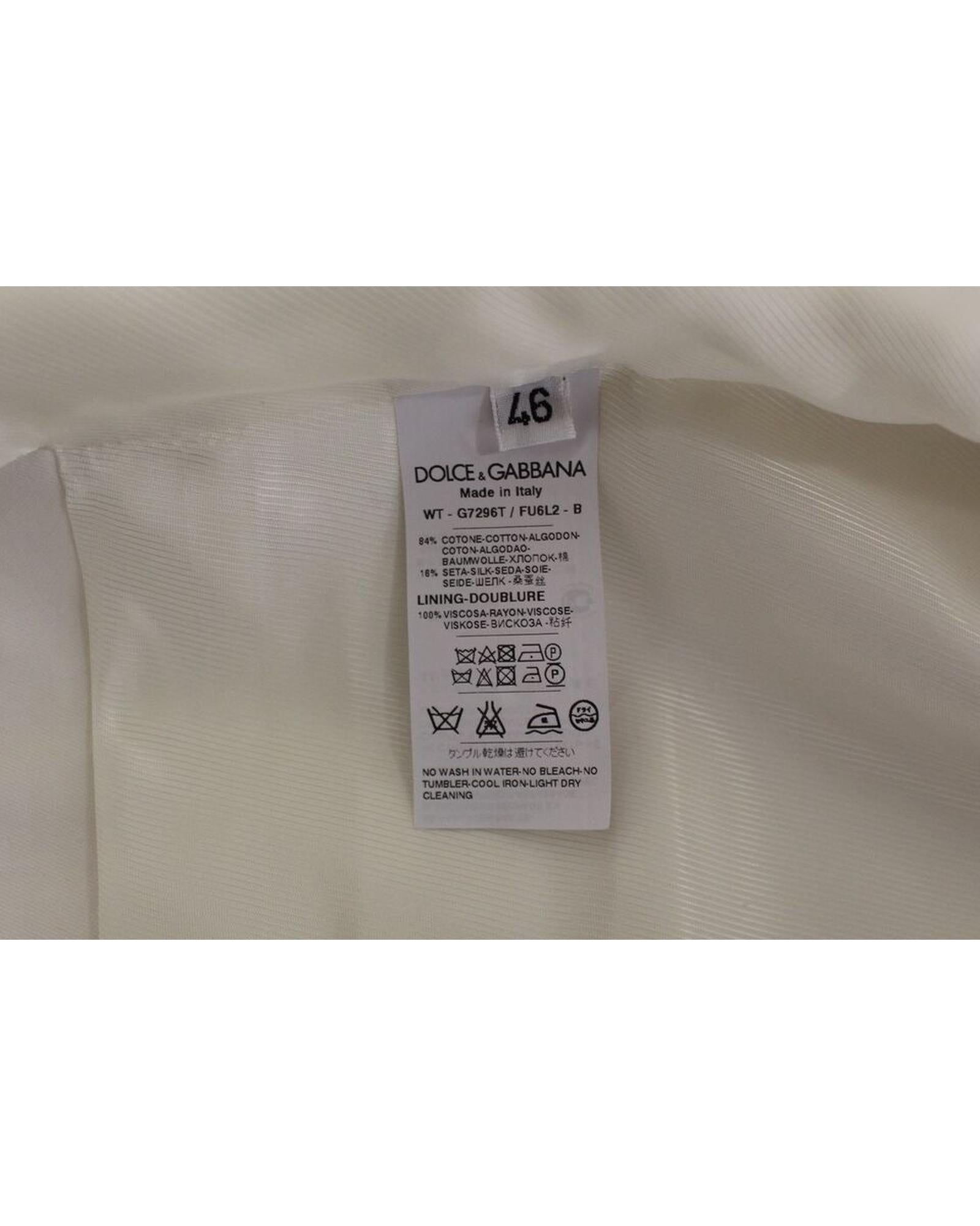 Dolce & Gabbana White Cotton Silk Blend Dress Vest 44 IT Men 5