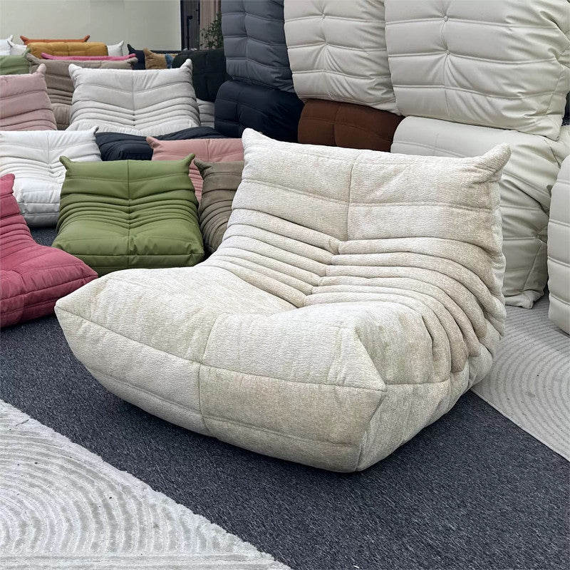 Vacuum-Packed, Comfy Mid Century Togo Lounge Sofa Modern Backrest White Corduroy Armless Retro Decorative Cozy Seat for Indoor 5