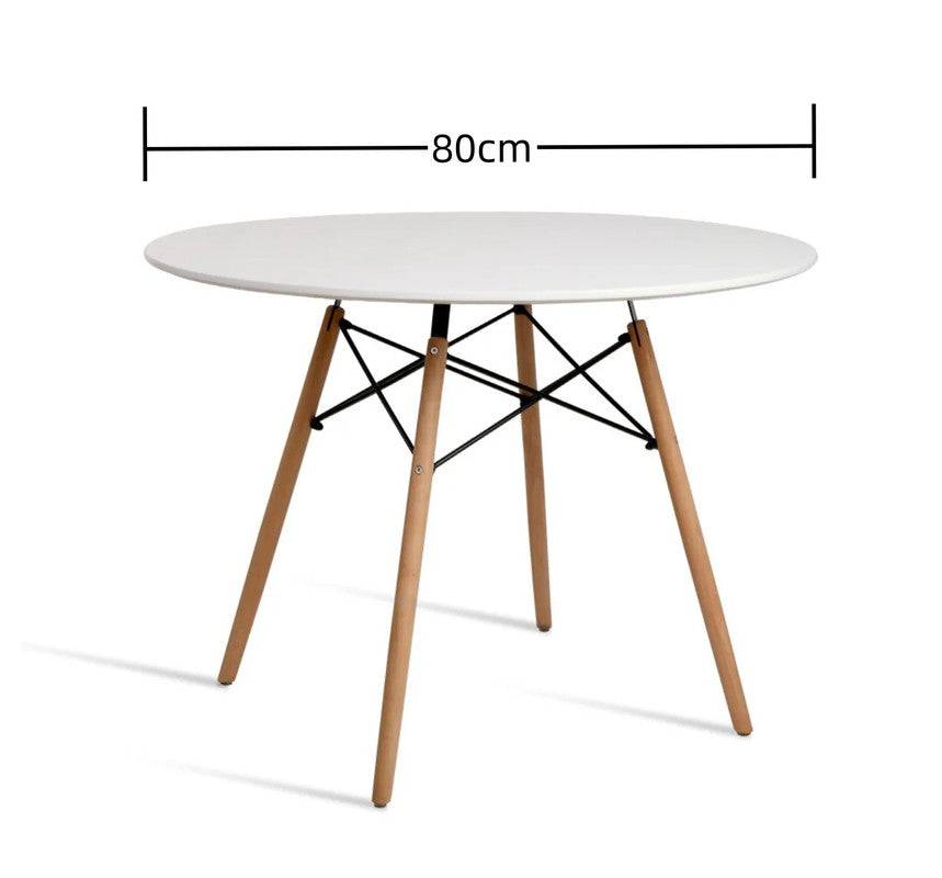 Wood Dining Table for 2-4 People,80cm DIA Modern Round Kitchen Table with Wood Legs for Dining Room, Living Room and Kitchen 4