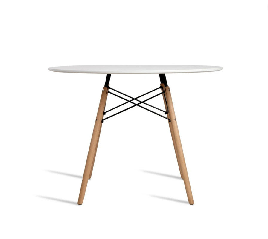 Wood Dining Table for 2-4 People,80cm DIA Modern Round Kitchen Table with Wood Legs for Dining Room, Living Room and Kitchen 5