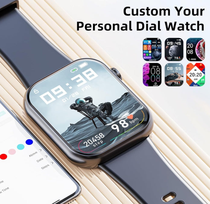 Smart Watch  44mm  Bluetooth call Screen True Multidial Blood Oxygen Game Sports Mode Pro FOR IOS and Android Black with 2 straps 13