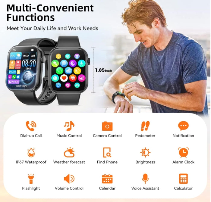 Smart Watch  44mm  Bluetooth call Screen True Multidial Blood Oxygen Game Sports Mode Pro FOR IOS and Android Black with 2 straps 14