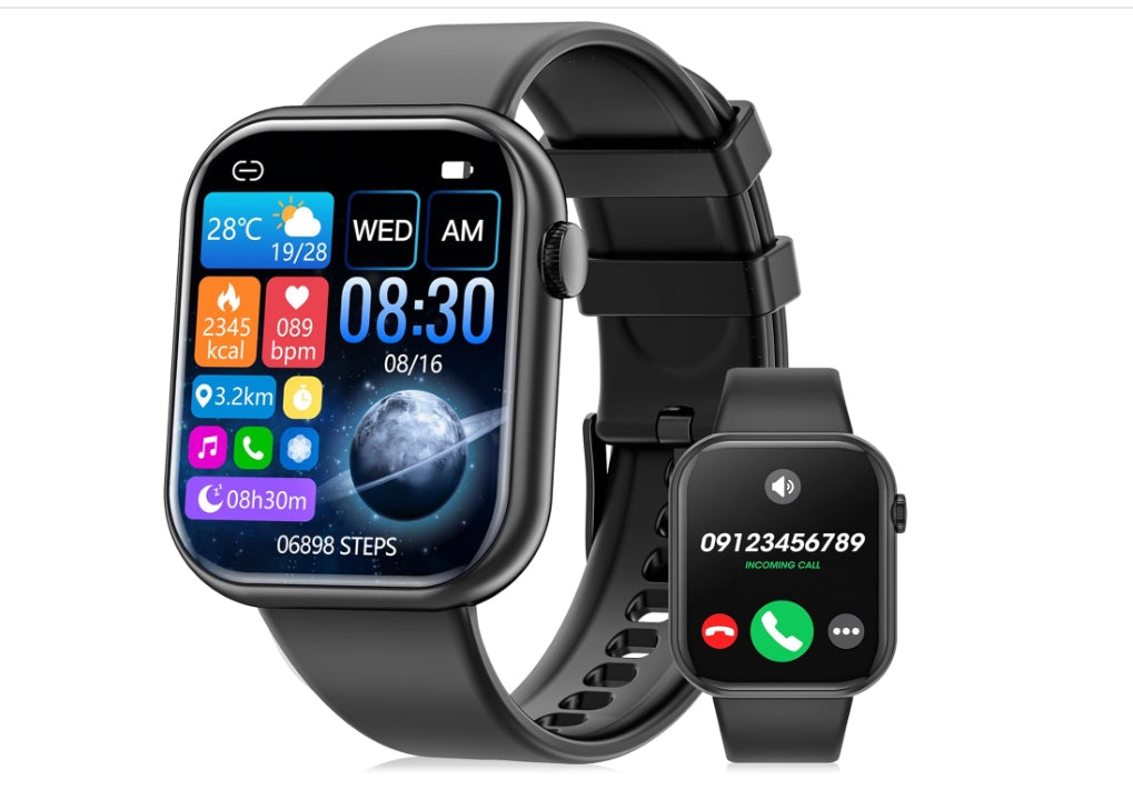 Smart Watch 44mm Bluetooth call Screen True Multidial Blood Oxygen Game Sports Mode Pro FOR IOS and Android White with 2 straps 9