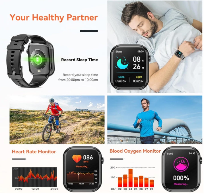 Smart Watch 44mm Bluetooth call Screen True Multidial Blood Oxygen Game Sports Mode Pro FOR IOS and Android White with 2 straps 12