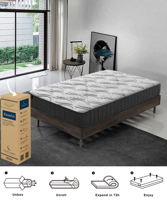 LUNALAND Easeful Eco Spay Foam Pocket Spring 20CM Double Hybrid Mattress 6
