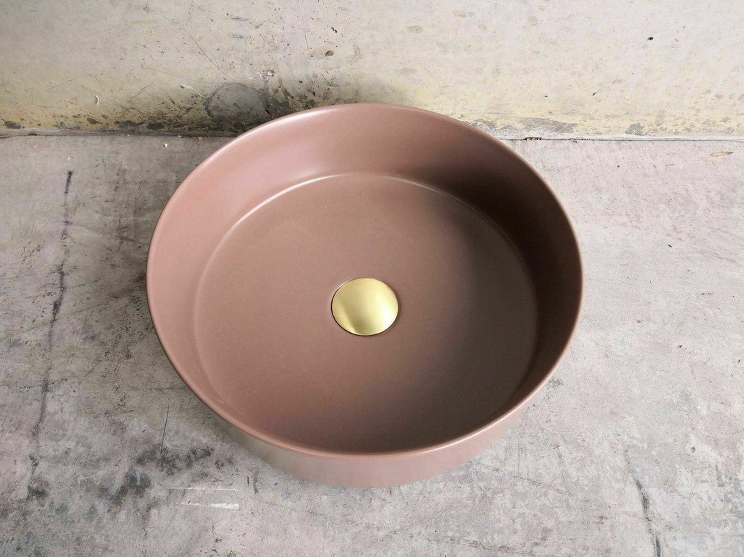 2023 Matte Black matte white matte Pink Green Gold Copper Round 360 mm Dia top counter basin porcelain sink 9