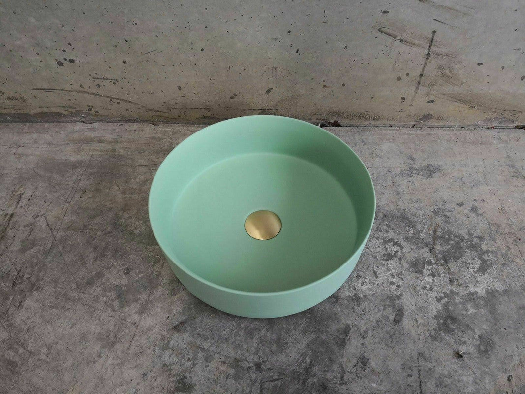 2023 Matte Black matte white matte Pink Green Gold Copper Round 360 mm Dia top counter basin porcelain sink 10