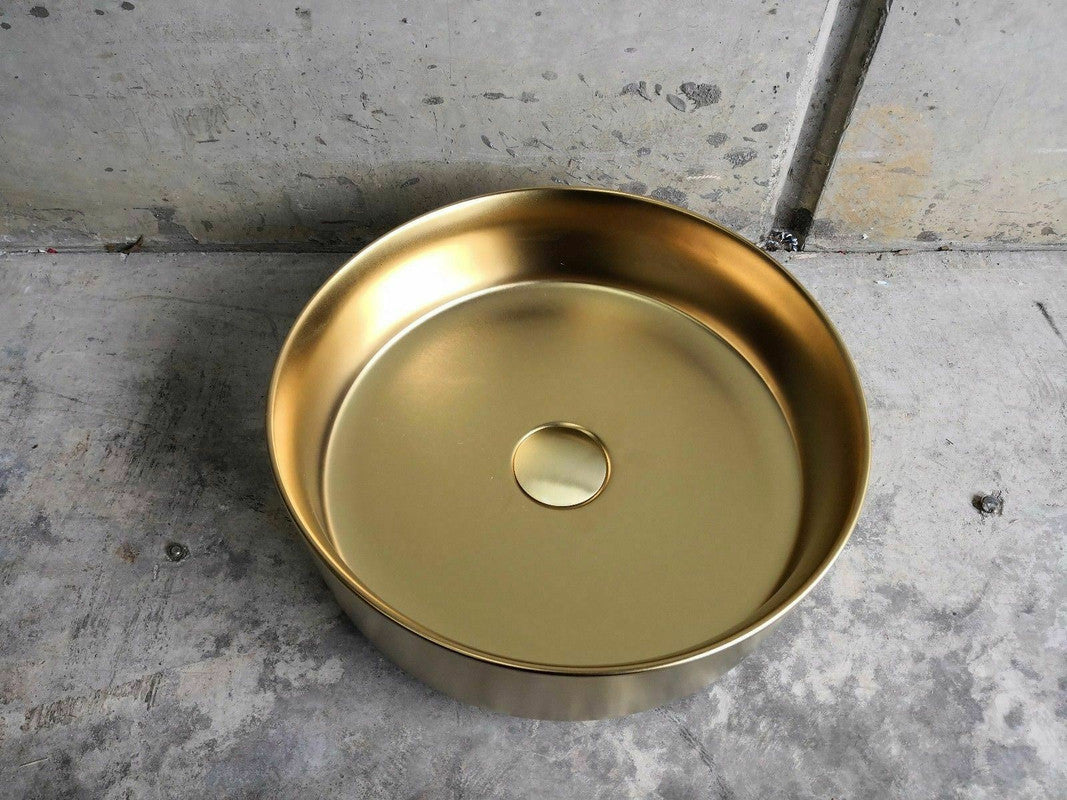 2023 Matte Black matte white matte Pink Green Gold Copper Round 360 mm Dia top counter basin porcelain sink 11