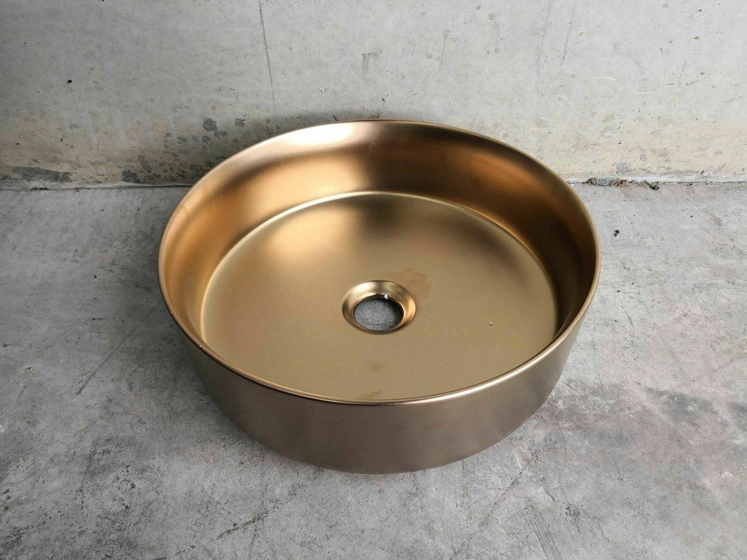 2023 Matte Black matte white matte Pink Green Gold Copper Round 360 mm Dia top counter basin porcelain sink 12