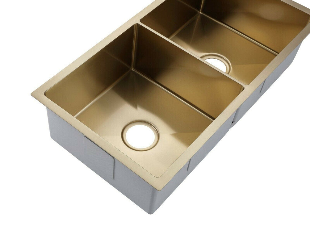 2023 Burnished Brass Gold stainless steel 304 double bowl kitchen sink 3