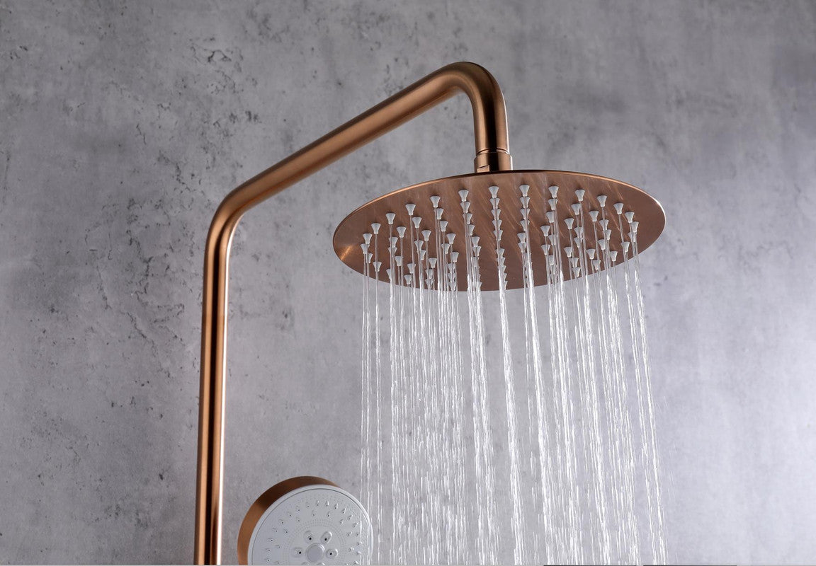 2023 Brushed Rose Gold Copper Solid Stainless Steel 304 made shower set w diverter 200 mm head sprayer hand held head 4