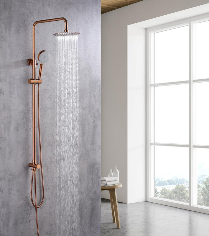 2023 Brushed Rose Gold Copper Solid Stainless Steel 304 made shower set w diverter 200 mm head sprayer hand held head 6