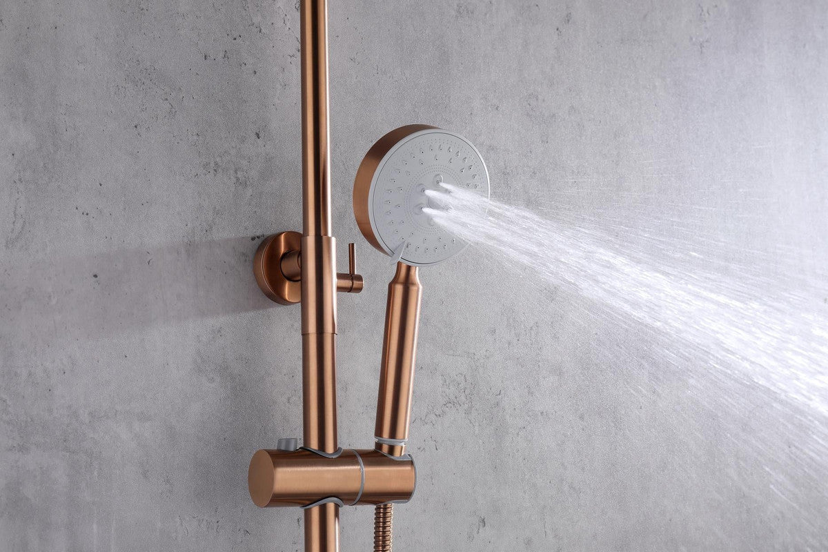 2023 Brushed Rose Gold Copper Solid Stainless Steel 304 made shower set w diverter 200 mm head sprayer hand held head 8