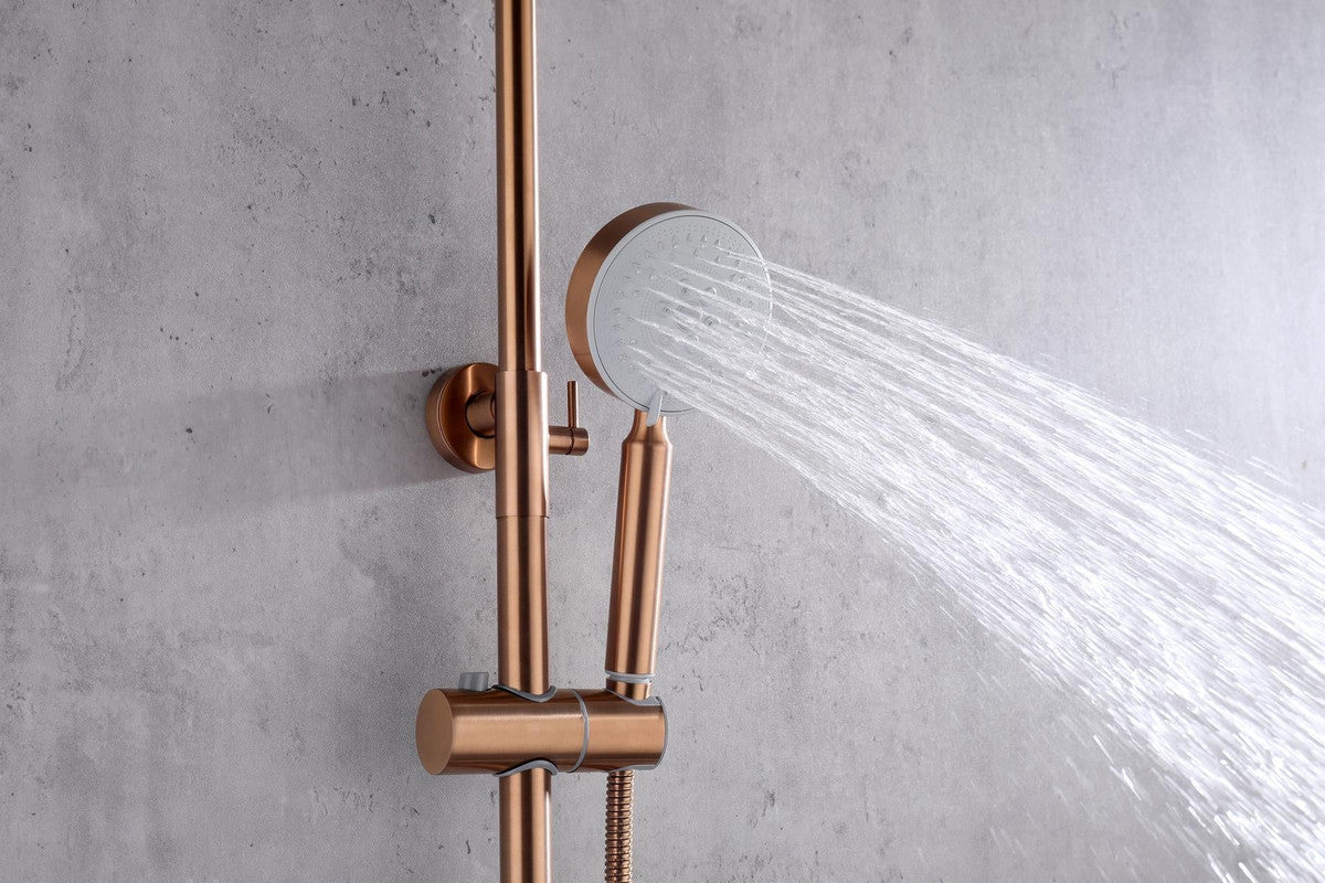 2023 Brushed Rose Gold Copper Solid Stainless Steel 304 made shower set w diverter 200 mm head sprayer hand held head 9