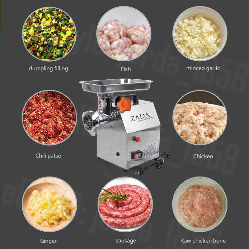 1.63HP Commercial Meat Mincer- Electric Grinder & Sausage Maker Filler 1200W 12