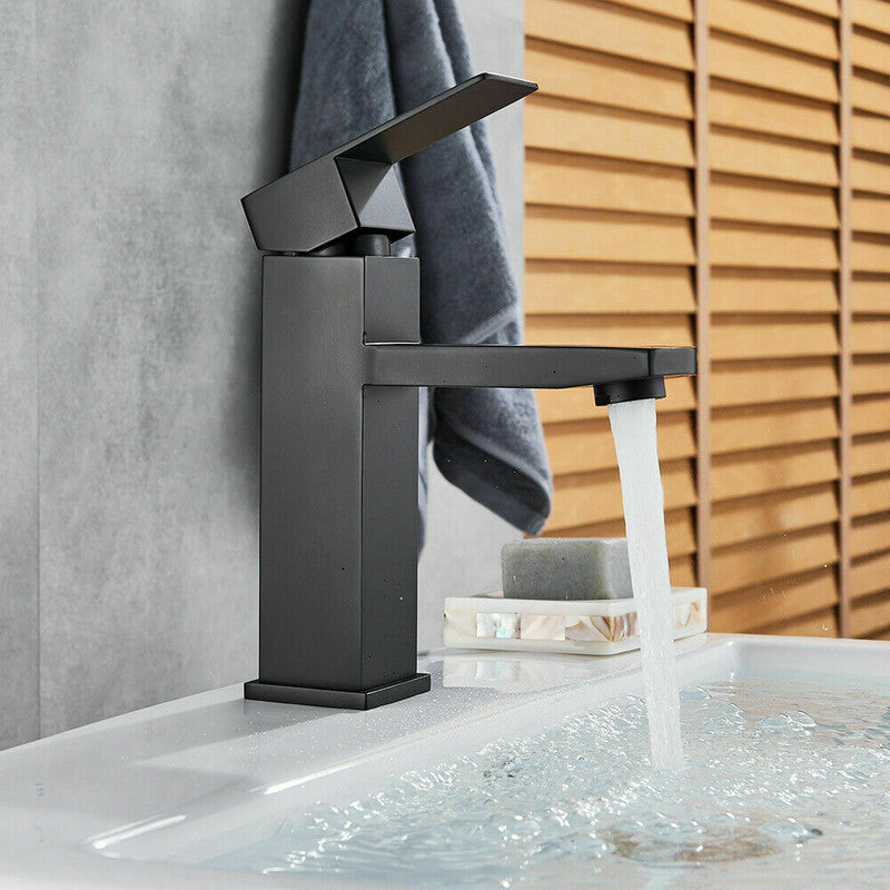 2021 Square Cube style basin mount tap low faucet Matte Black tap mixer spout 3