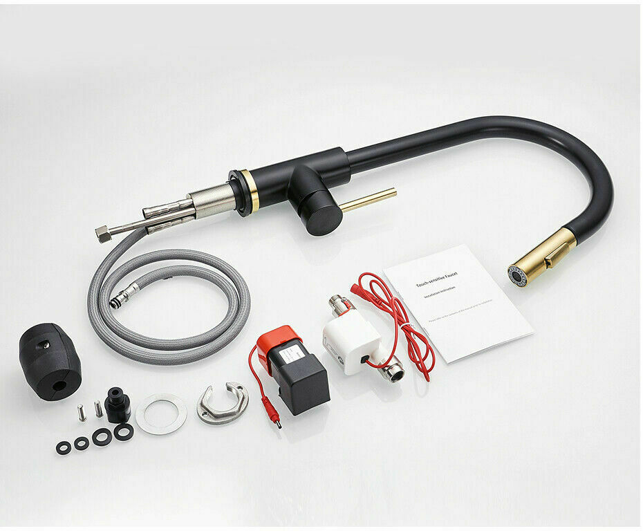 2023 Brushed Gold Spout Matte Black pull out with spray function kitchen mixer tap faucet 11