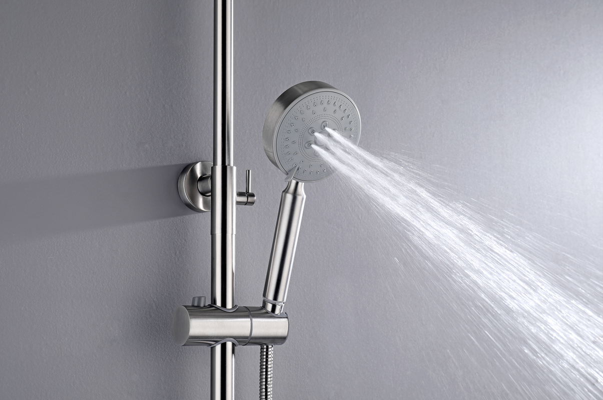 2023 Brushed Nickel Solid Stainless Steel 304 made shower set w diverter 200 mm head sprayer hand held head Suit Outdoor 7