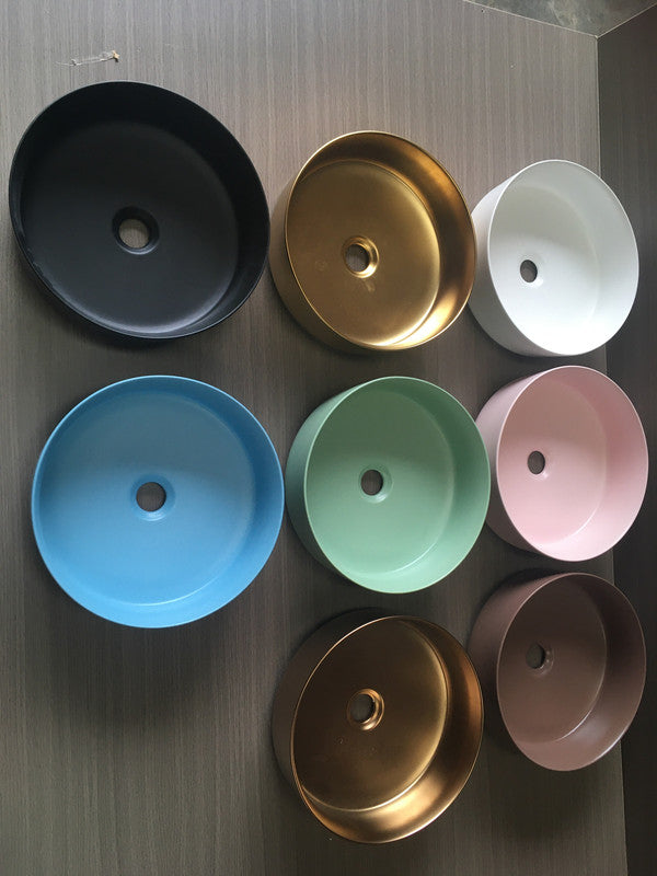 2020 Matte Pink Round 360 mm Dia top counter basin porcelain sink 4